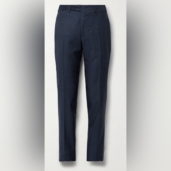 NEW Blue CANALI Slim-Fit Checked Super 130s Wool Trousers...